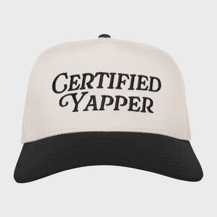 Certified Yapper Two-Toned Vintage Hat, Color: Black and Tan