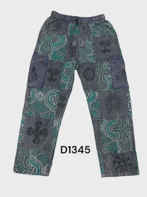 Cotton Patchwork Block Print Mountain Tribal Pant D1345