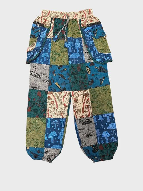 Cotton Patchwork Mushroom Cargo Box Pant DT101