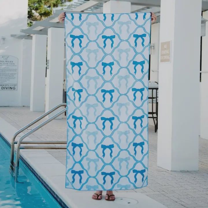 Blue Bow Microfiber Towel