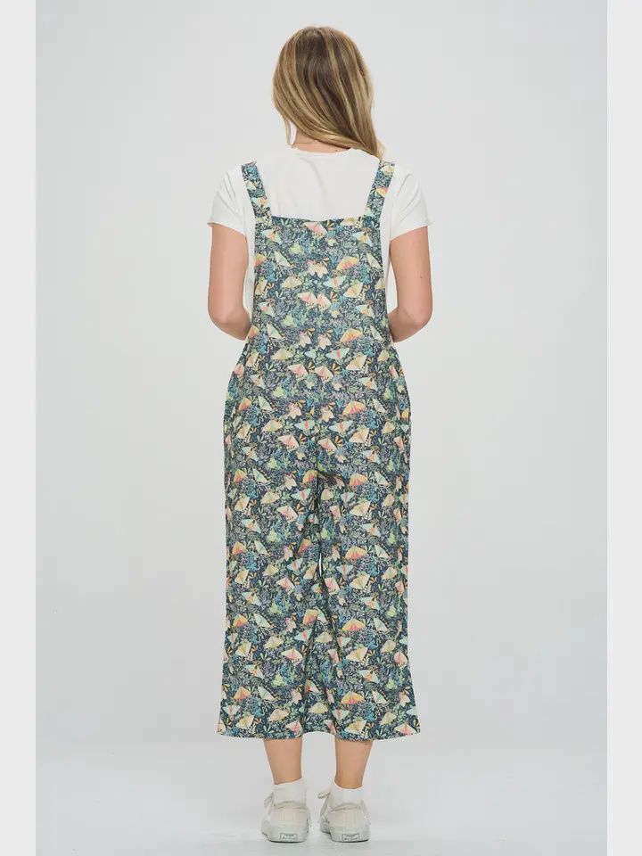 Moth Print Overalls with Pockets