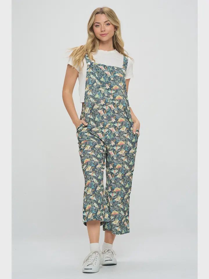 Moth Print Overalls with Pockets