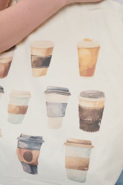 Coffee Cups Print Tote Bags