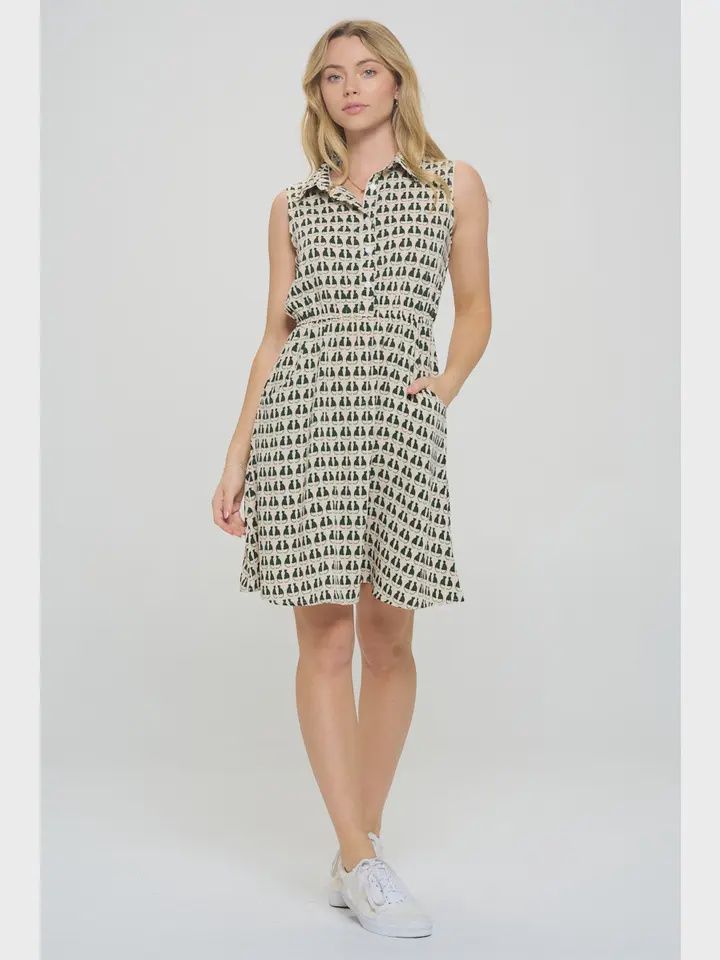 Black Cat Print Dress