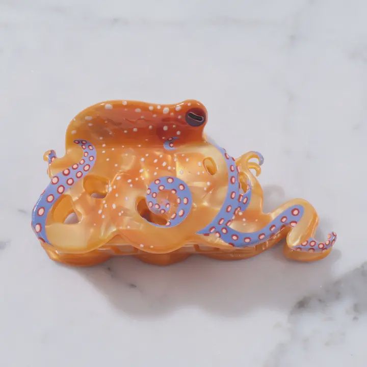 Eco-Friendly Olli Octopus Medium Hair Clip, Color: light orange