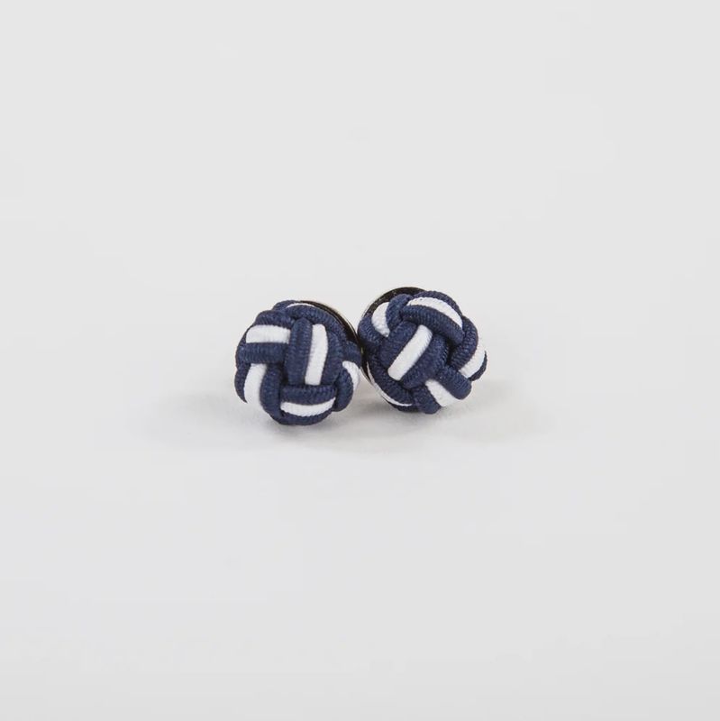 Monkey Fist Earrings Navy &amp; White twist