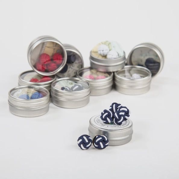 Monkey Fist Earrings Navy &amp; White twist