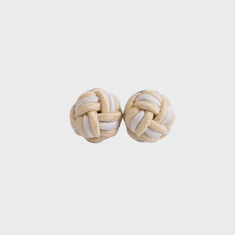 Monkey Fist Earrings -Khaki &amp; Crisp white
