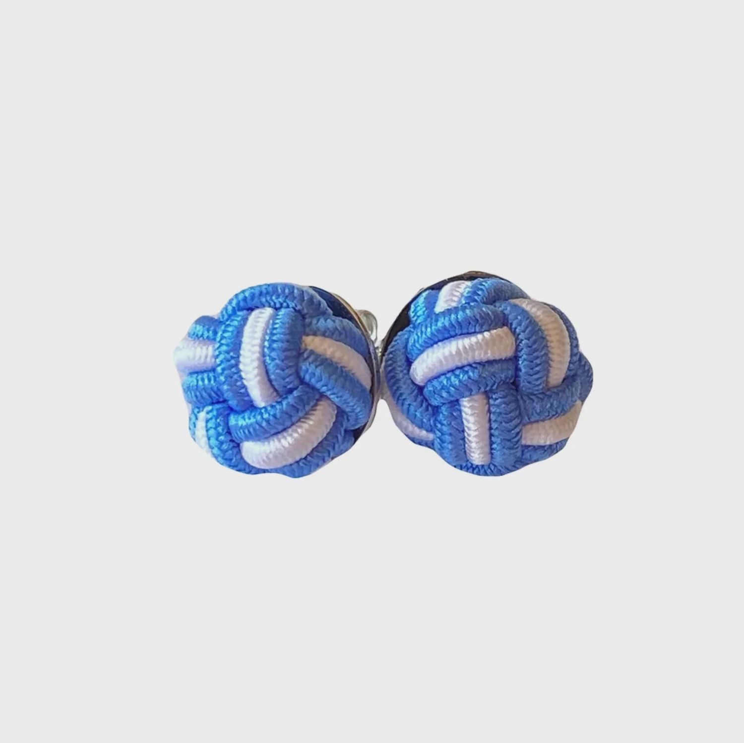 Monkey Fist Earrings- Atlantic blue &amp; white twist