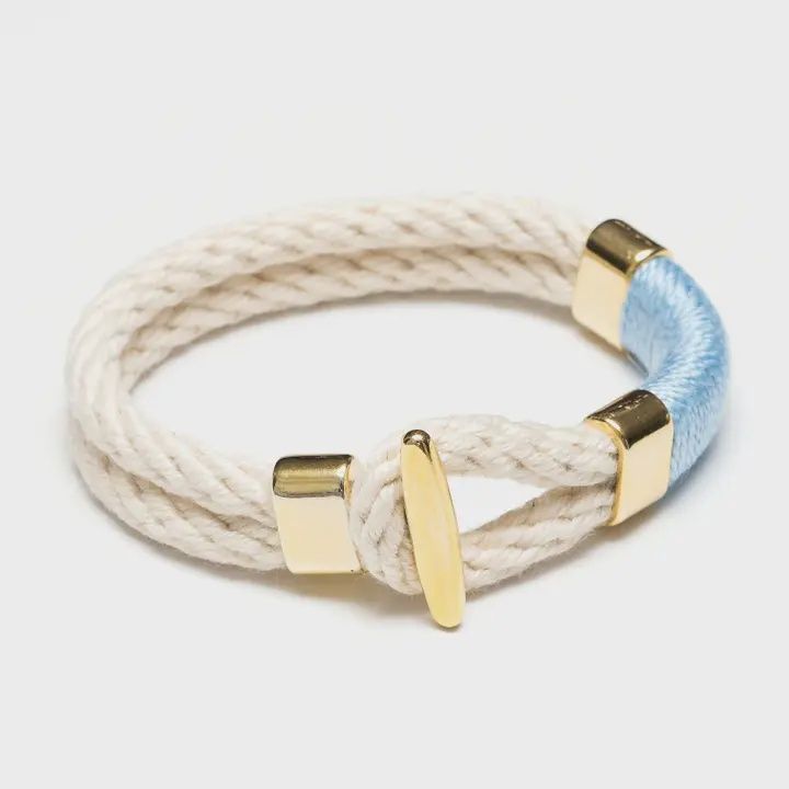 Cambridge - Ivory/Light Blue/Gold - Nautical Rope Bracelet