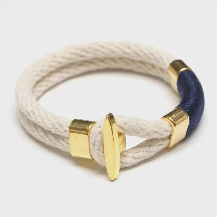 Cambridge - Ivory/Navy/Gold - Nautical Rope Bracelet