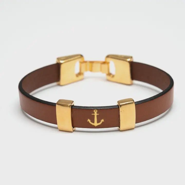 Chatham - Mahogany/Gold - Leather Anchor Bracelet