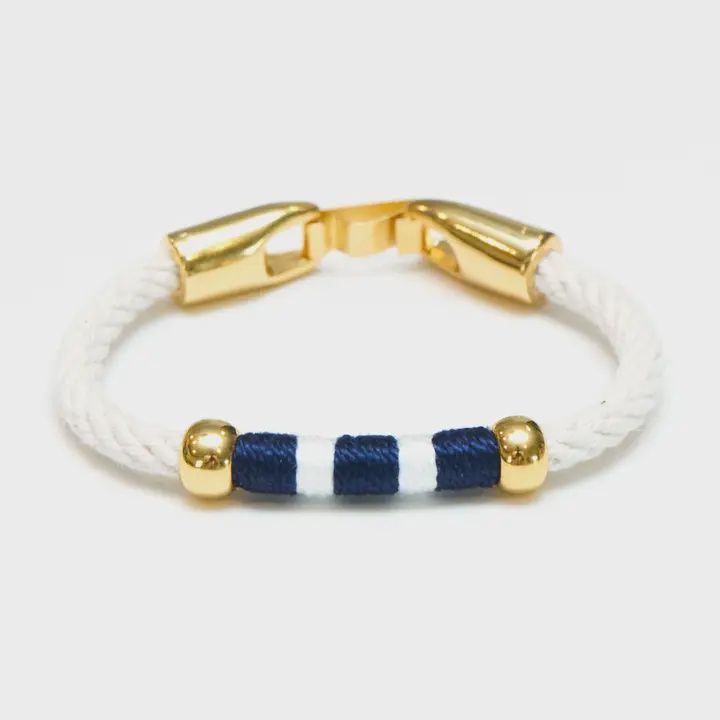 Liberty - Ivory/Navy/White/Gold - Nautical Rope Bracelet