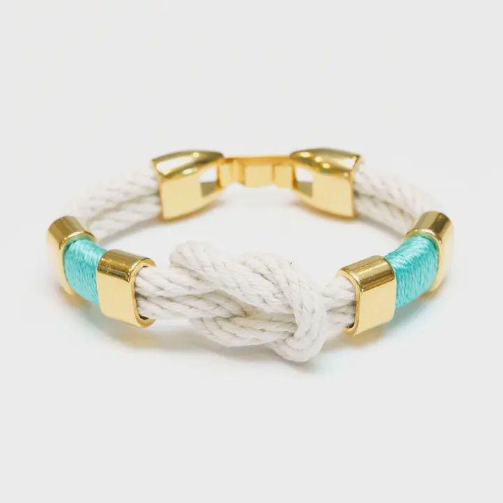 Starboard - Ivory/Turquoise/Gold - Nautical Rope Bracelet