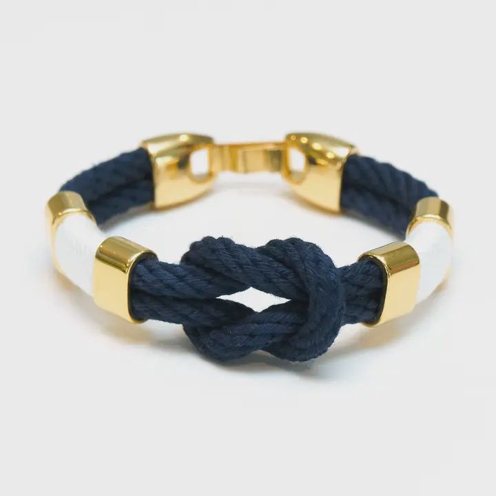 Starboard - Navy/White/Gold - Nautical Rope Bracelet