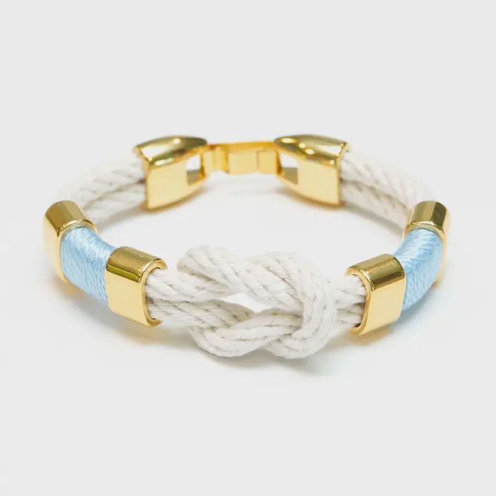 Starboard - Ivory/Light Blue/Gold - Nautical Rope Bracelet