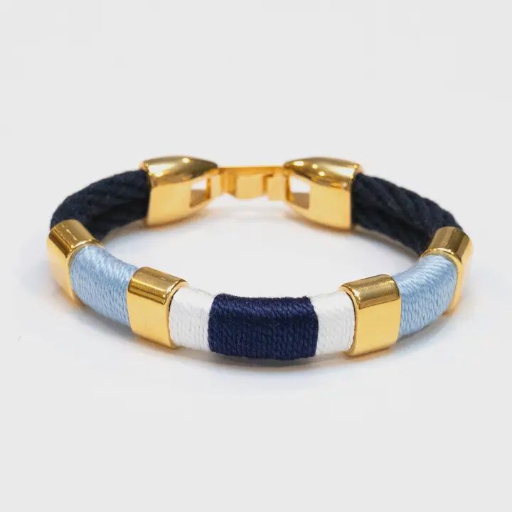 Newbury - Navy/Blue/White/Navy/Gold - Nautical Bracelet