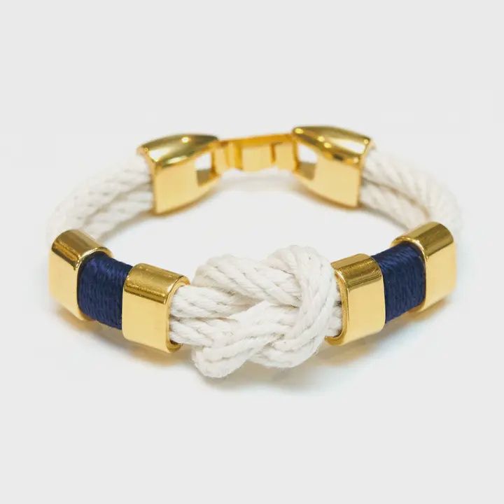 Starboard - Ivory/Navy/Gold - Nautical Rope Bracelet