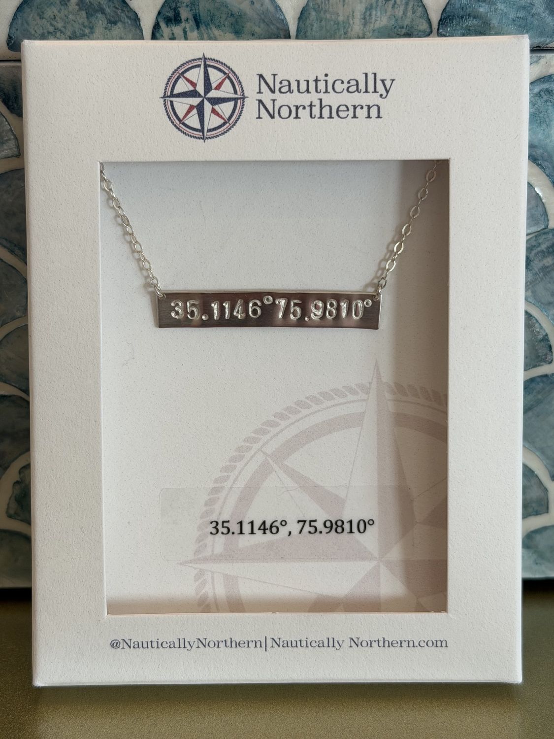 Latitude Longitude Bar Necklace-silver