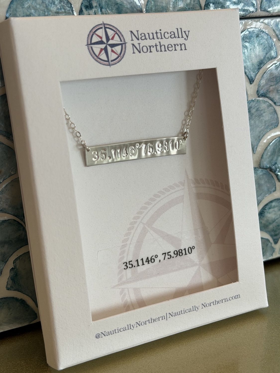 Latitude Longitude Bar Necklace-silver