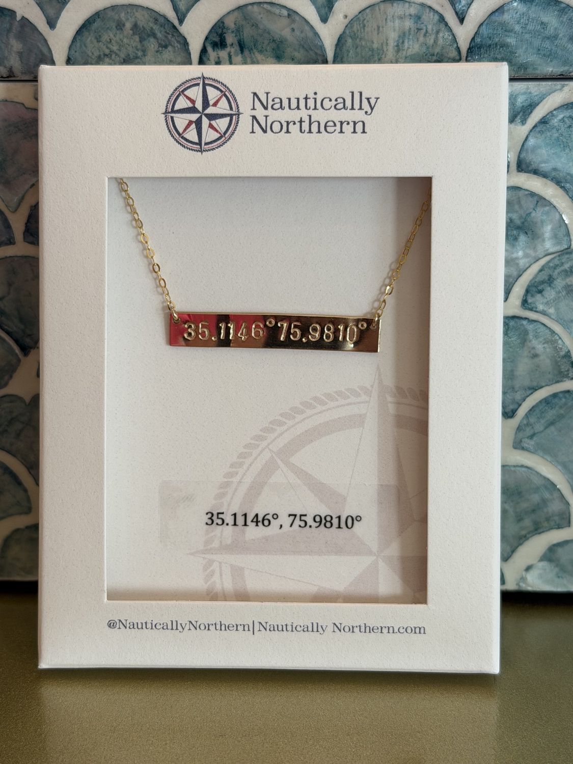 Latitude Longitude Bar Necklace- Gold Filled