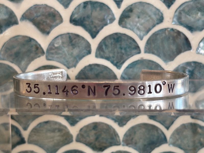Latitude Longitude Cuff-Aluminum