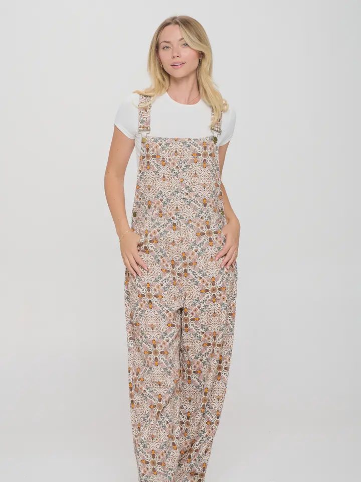 BEE FLORAL PRINT OVERALL