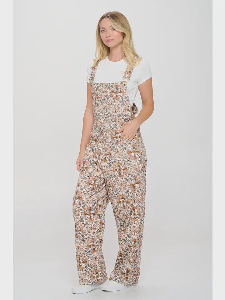 BEE FLORAL PRINT OVERALL