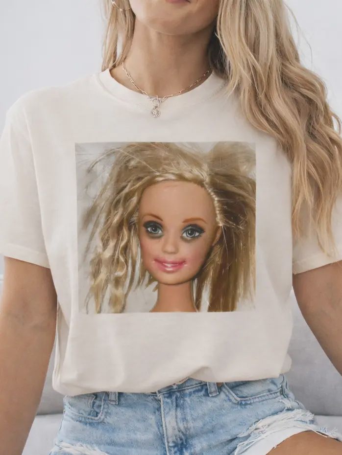 Funny Eeeyuck Graphic Tee, Meme Doll Tee-Messy Hair, Size: small