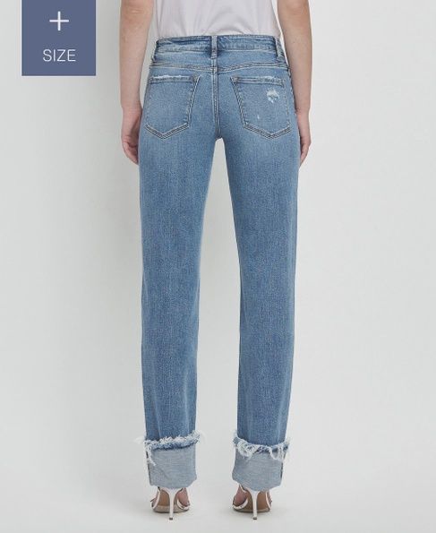 Plus/Tummy Control Mid Rise Cuffed Jeans