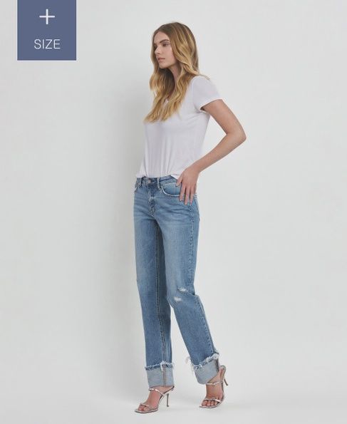 Plus/Tummy Control Mid Rise Cuffed Jeans