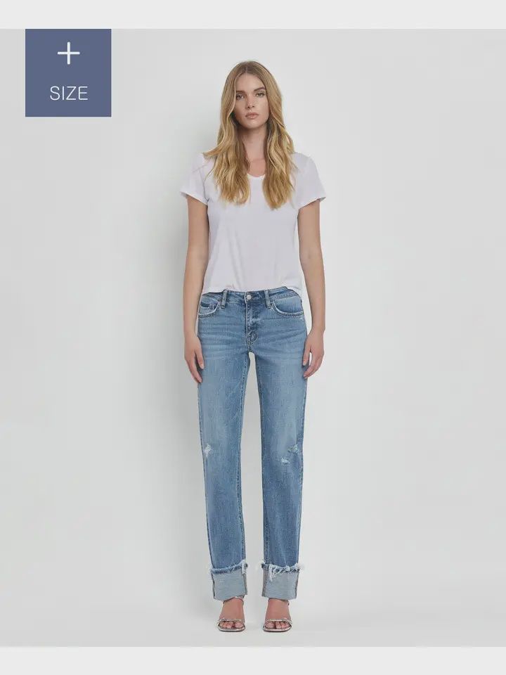 Plus/Tummy Control Mid Rise Cuffed Jeans