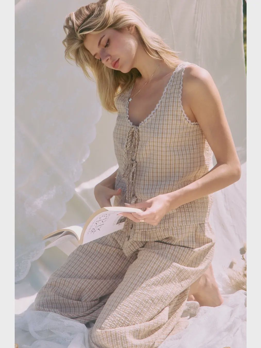 Plus Textured Sleeveless Top and Matching Pant