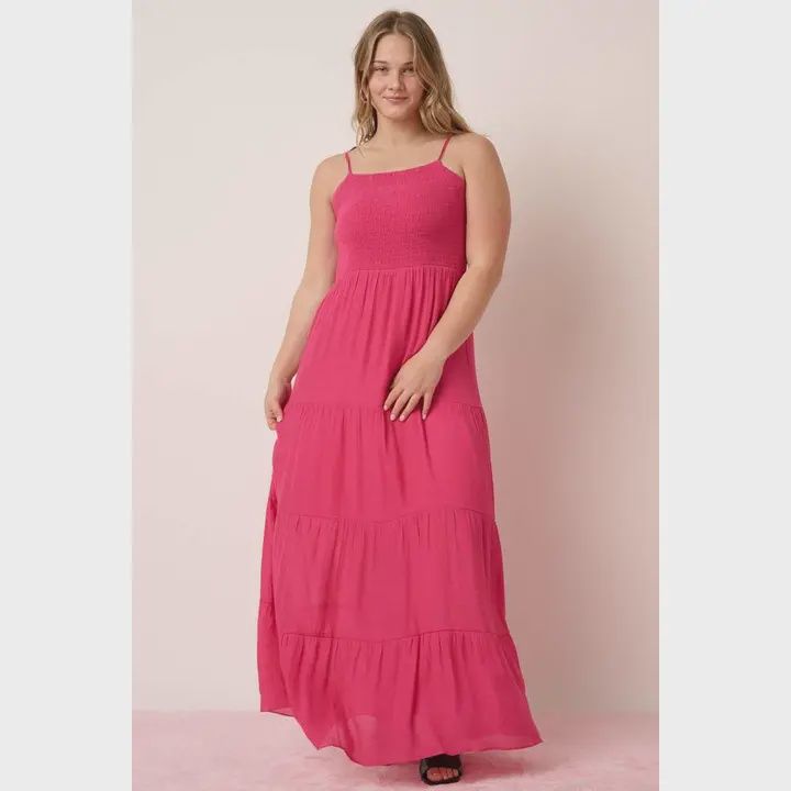 Plus Smocked Sleeveless Maxi Dress