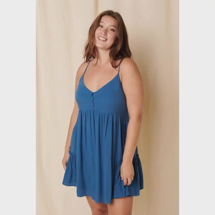 Plus Smocking Detail Mini Dress