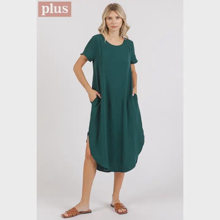 Plus Airflow Short Sleeve Midi Dress