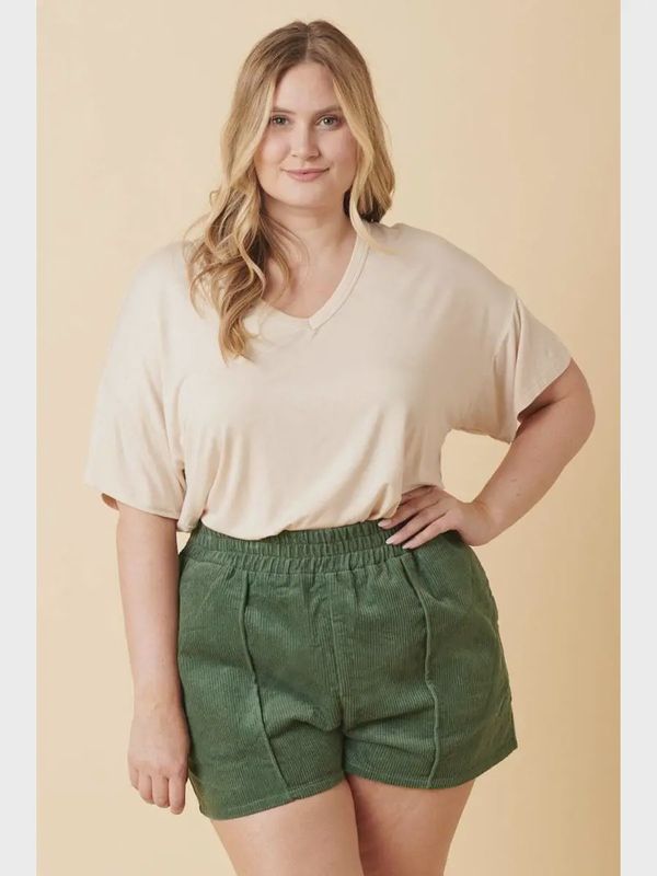 Plus Bamboo V-Neck Oversized Knit Top