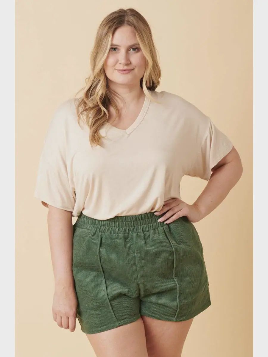 Plus Bamboo V-Neck Oversized Knit Top