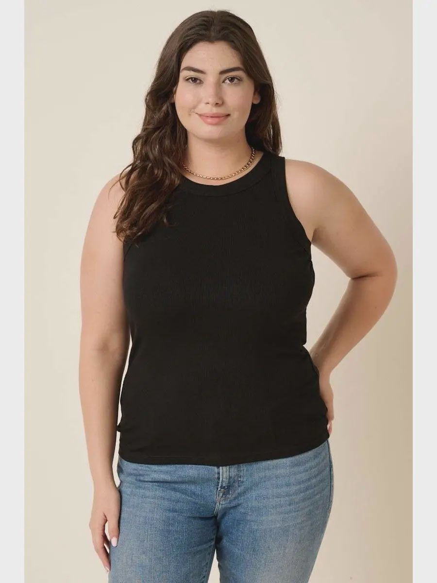 Plus Rib Knit Round Neck Tank