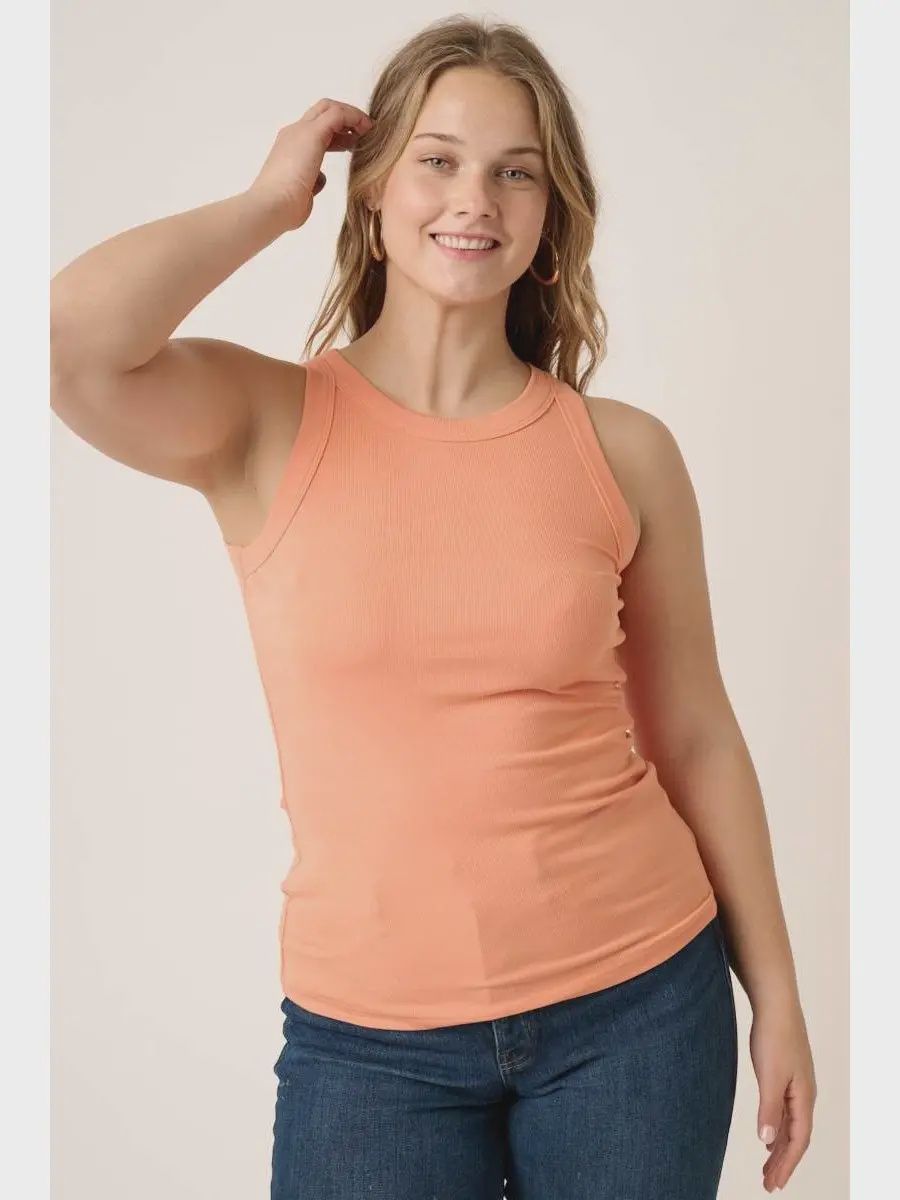 Plus Rib Knit Round Neck Tank