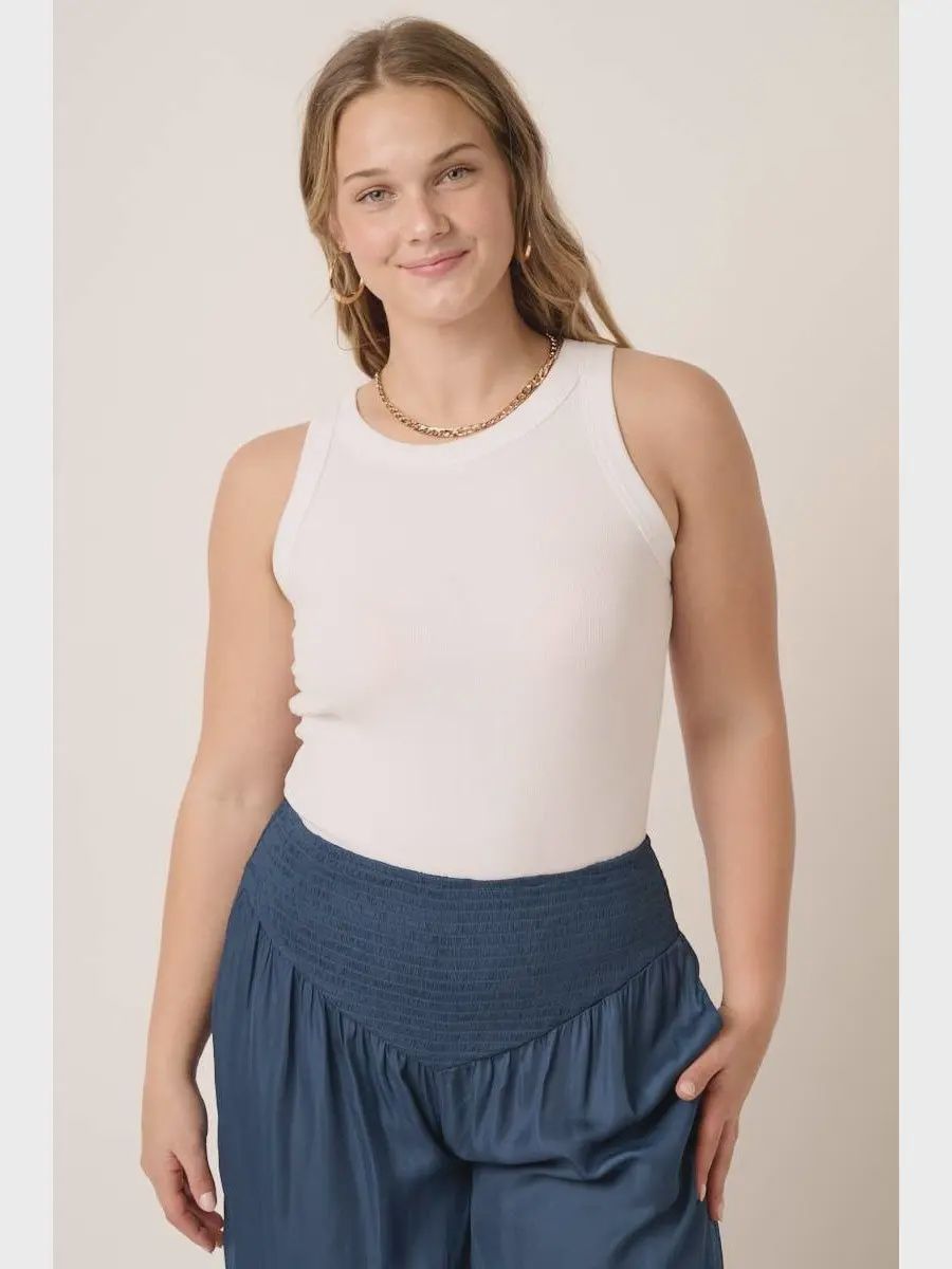 Plus Rib Knit Round Neck Tank