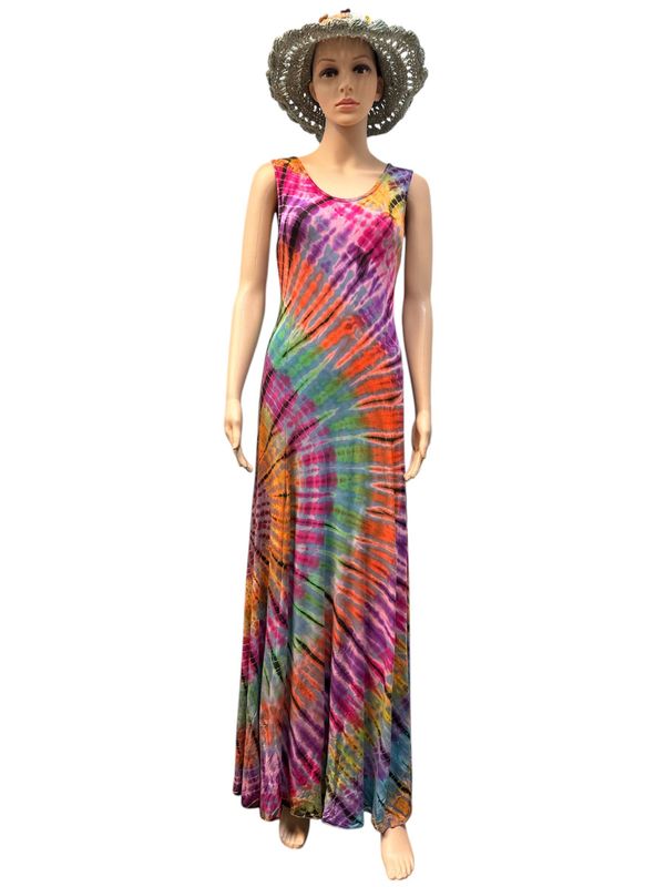 Rayon Tie Dye Purple Long Dress KTP1040