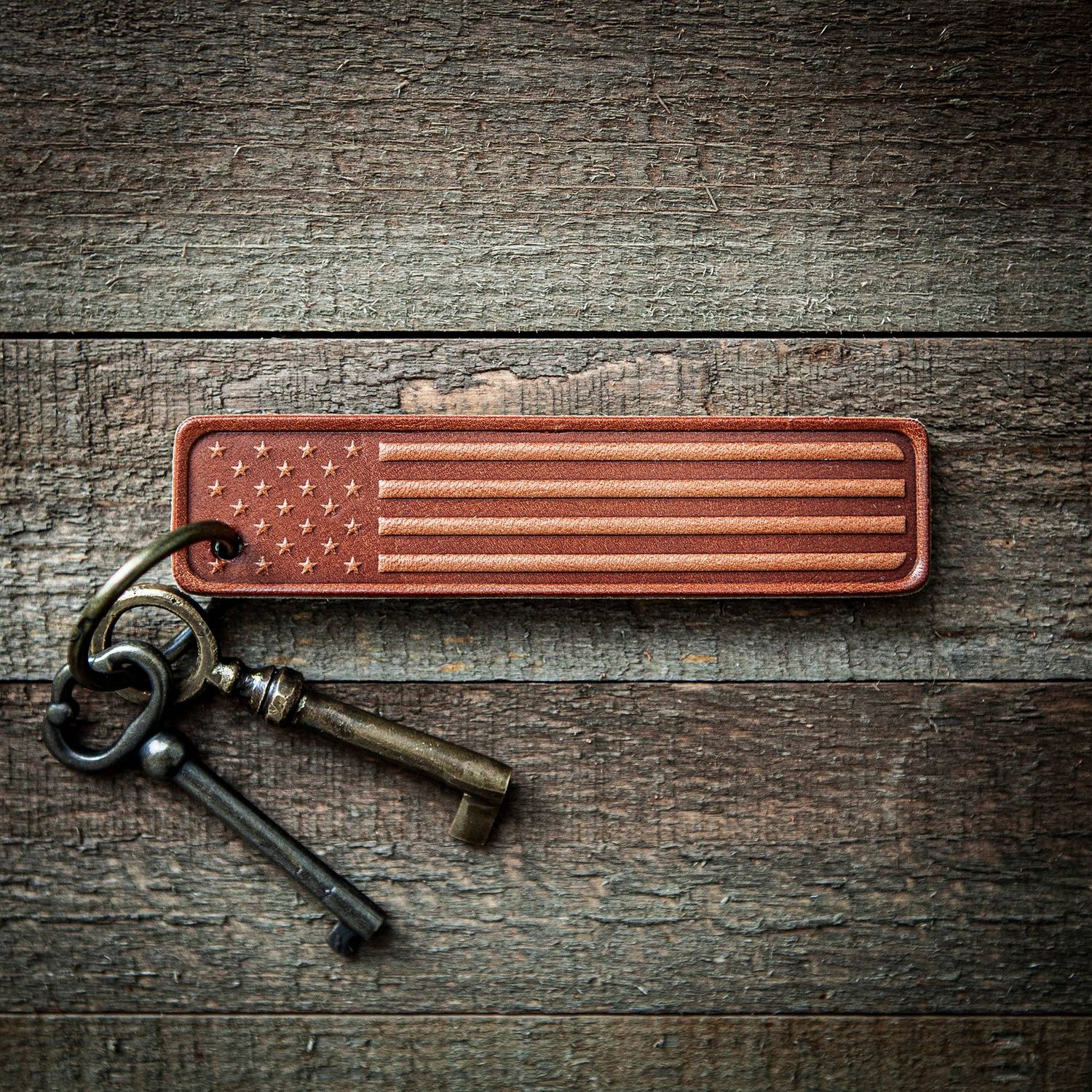 American Flag Leather Keychain(1)