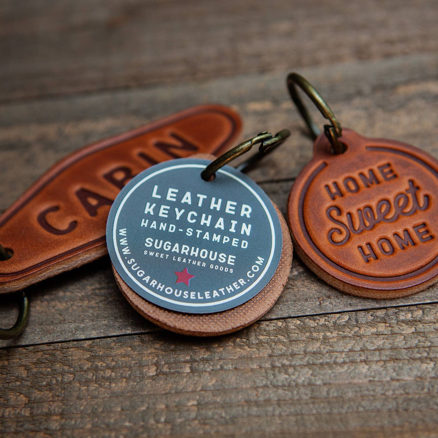 American Flag Leather Keychain(1)