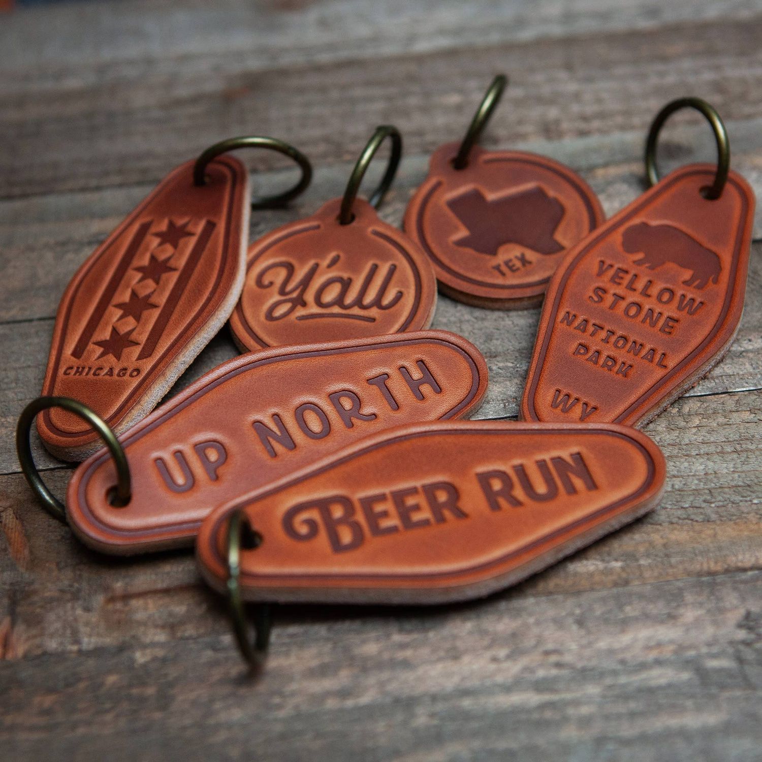 American Flag Leather Keychain(1)