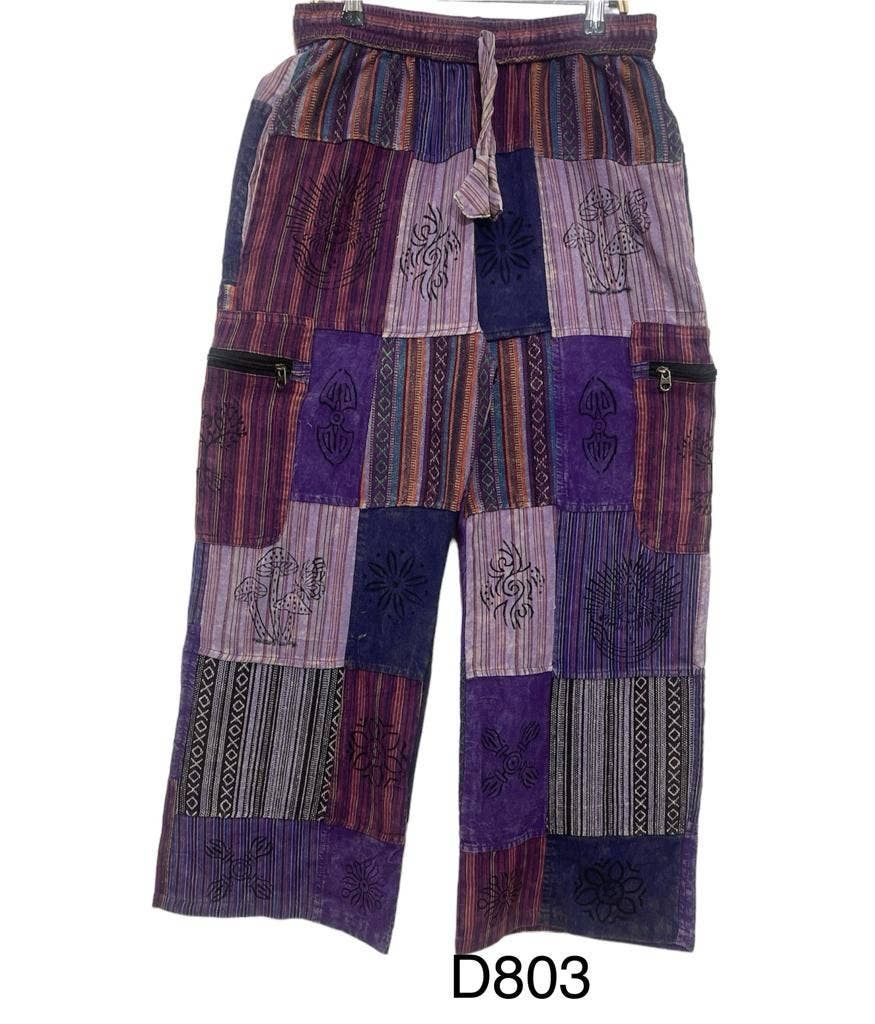 Cotton Multi Patch Print Pant D803, Size: M