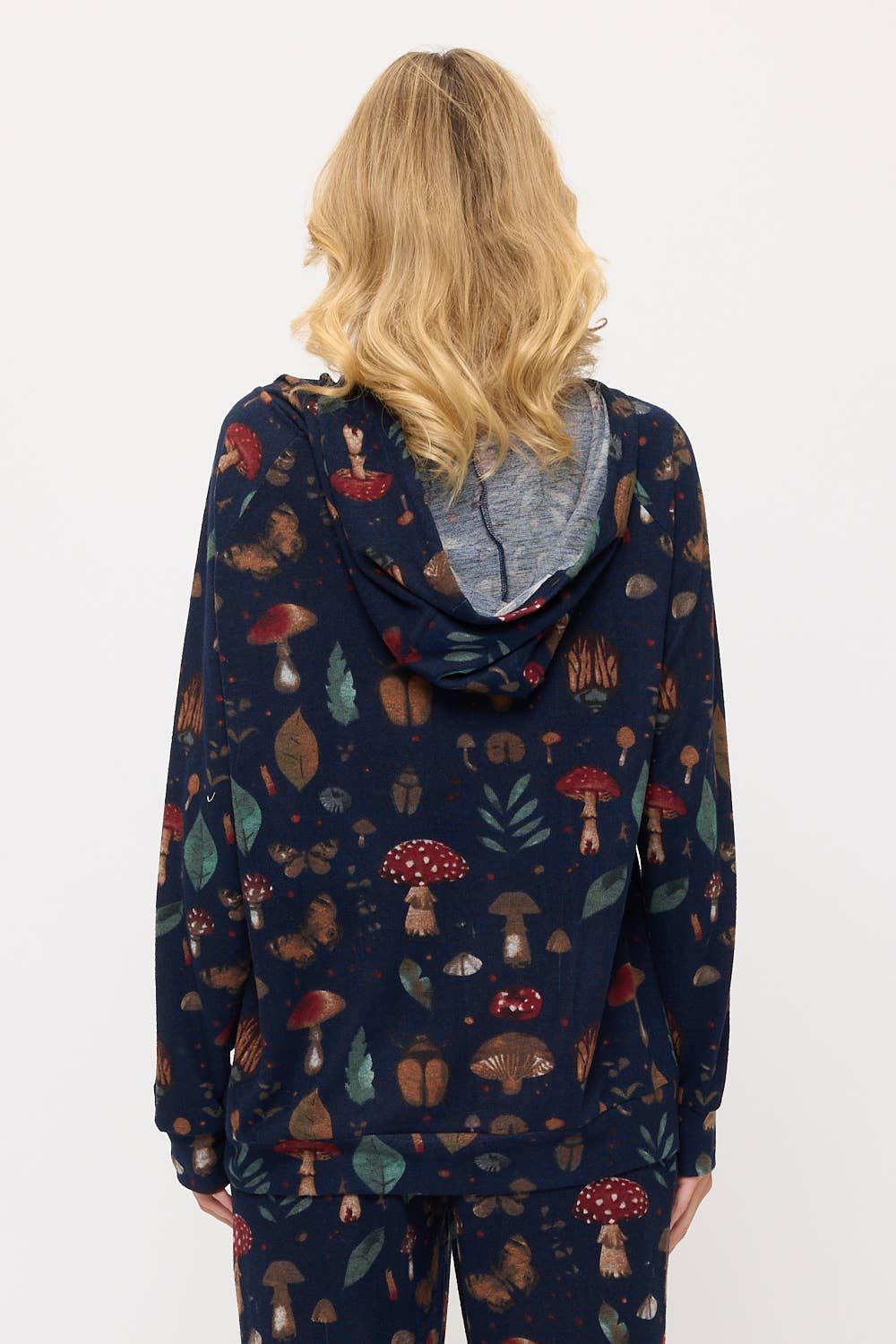 MUSHROOMS AND BUGS PRINT TUNIC HOODIE