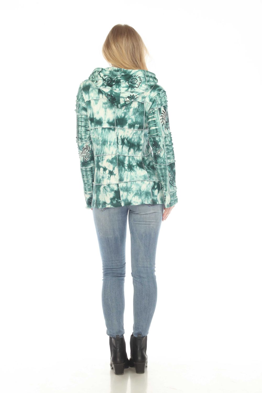 Cotton Razor Cut Teal Hood Jacket D928