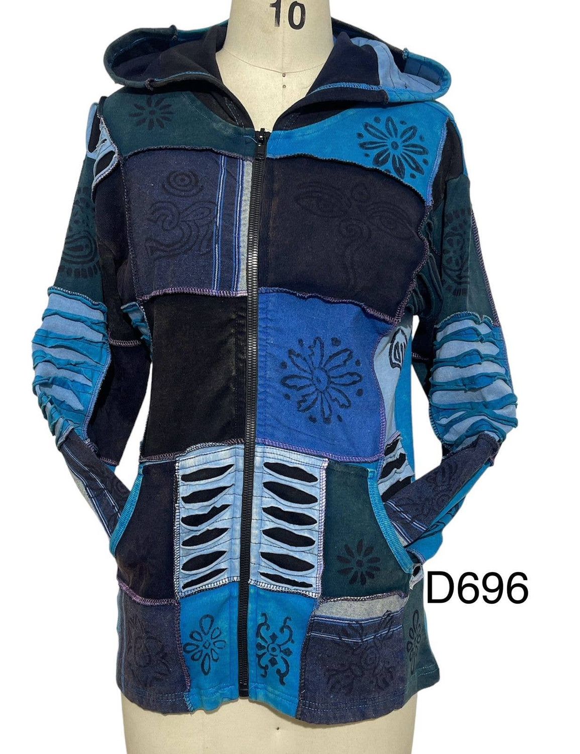 Cotton Razor Cut Denim Blue Jacket D696, Size: XL