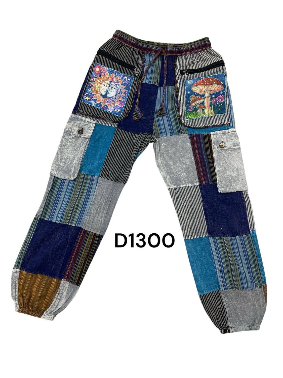 Sun Moon Mushroom boho Pant D1300, Size: XL